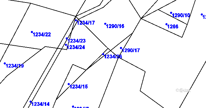 Parcela st. 1234/26 v KÚ Přeckov, Katastrální mapa