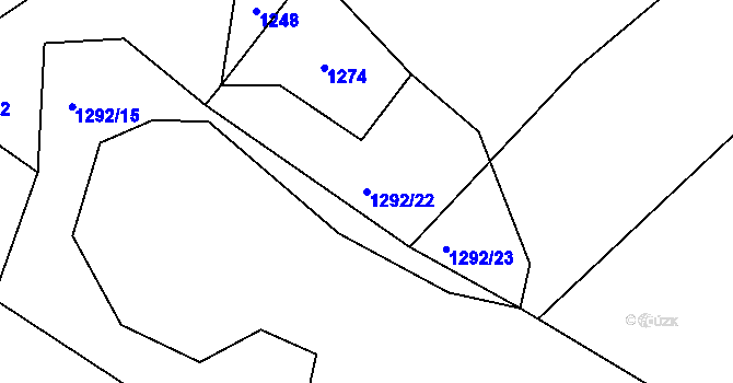 Parcela st. 1292/22 v KÚ Přeckov, Katastrální mapa