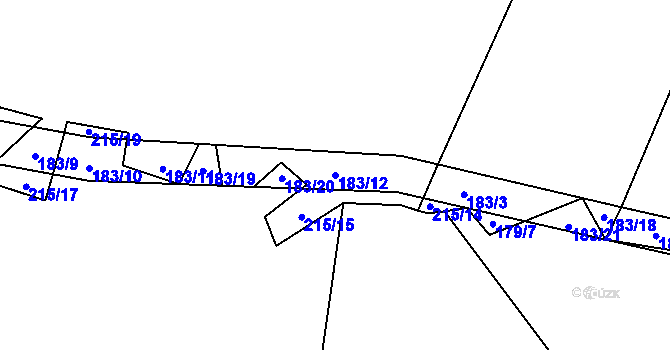 Parcela st. 183/12 v KÚ Přečín, Katastrální mapa