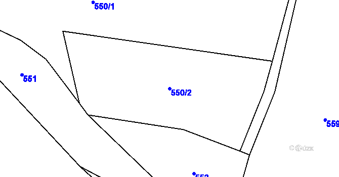 Parcela st. 550/2 v KÚ Přečín, Katastrální mapa