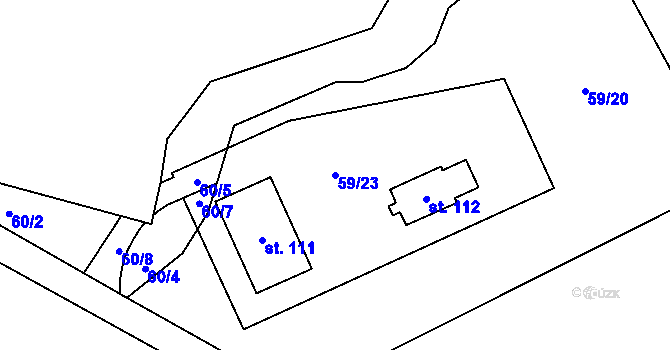 Parcela st. 59/23 v KÚ Přečín, Katastrální mapa