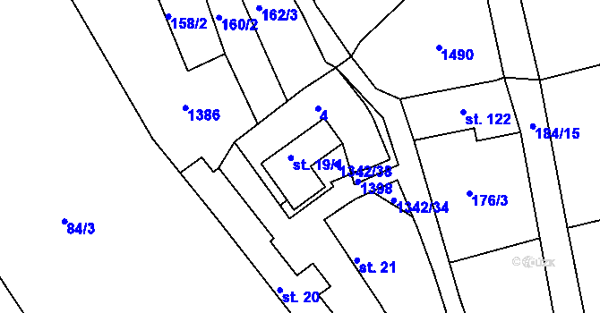 Parcela st. 19 v KÚ Přečkovice, Katastrální mapa