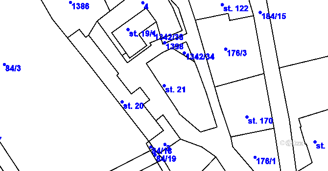 Parcela st. 21 v KÚ Přečkovice, Katastrální mapa