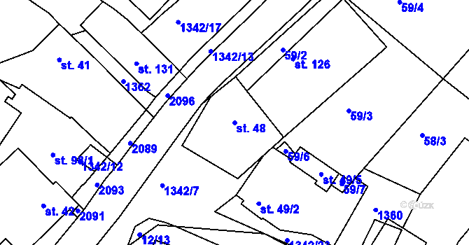 Parcela st. 48 v KÚ Přečkovice, Katastrální mapa