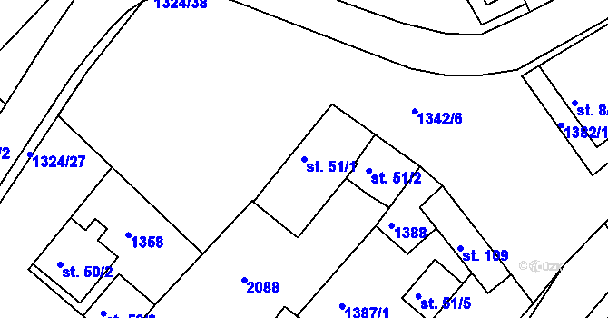 Parcela st. 51/1 v KÚ Přečkovice, Katastrální mapa