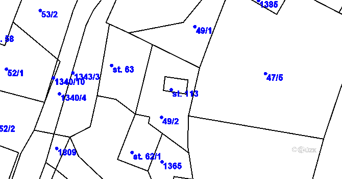 Parcela st. 113 v KÚ Přečkovice, Katastrální mapa