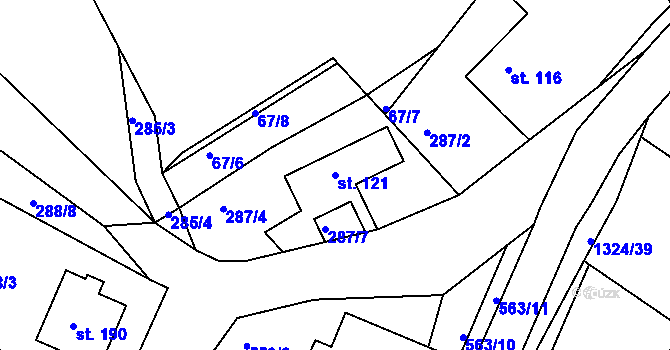 Parcela st. 121 v KÚ Přečkovice, Katastrální mapa