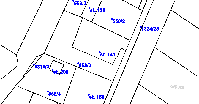 Parcela st. 141 v KÚ Přečkovice, Katastrální mapa