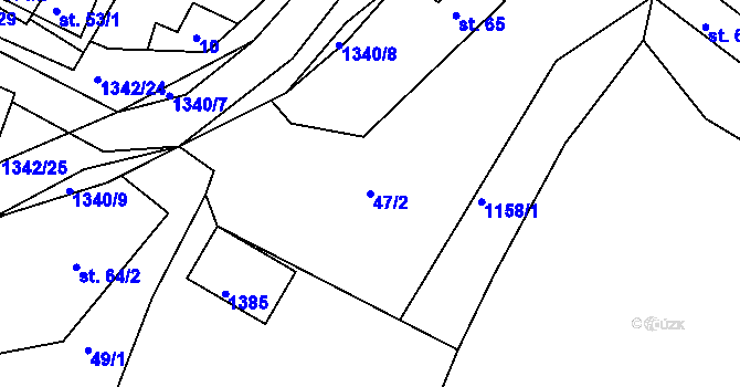Parcela st. 47/2 v KÚ Přečkovice, Katastrální mapa