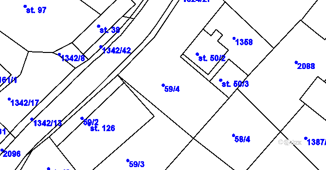 Parcela st. 59/4 v KÚ Přečkovice, Katastrální mapa