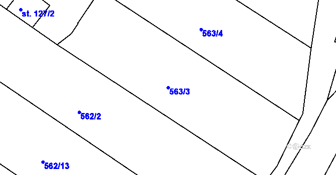 Parcela st. 563/3 v KÚ Přečkovice, Katastrální mapa
