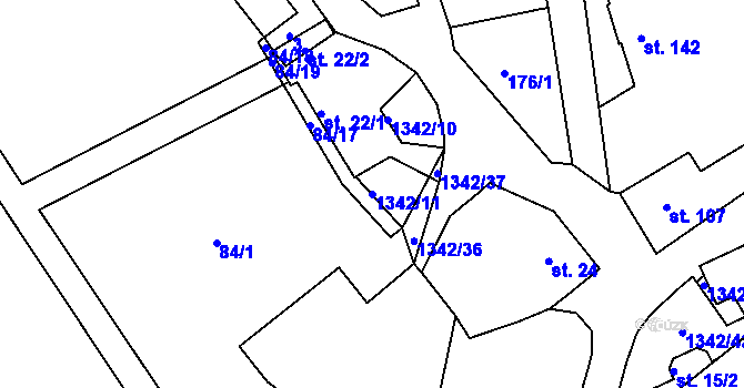 Parcela st. 1342/11 v KÚ Přečkovice, Katastrální mapa