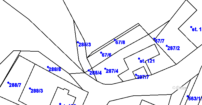 Parcela st. 67/6 v KÚ Přečkovice, Katastrální mapa