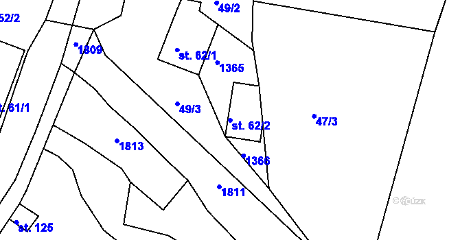 Parcela st. 62/2 v KÚ Přečkovice, Katastrální mapa