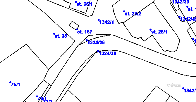 Parcela st. 1324/38 v KÚ Přečkovice, Katastrální mapa
