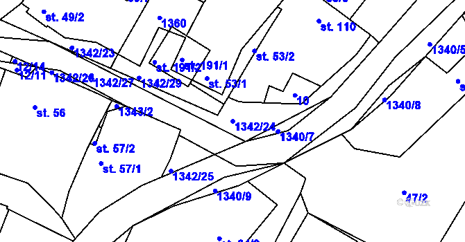 Parcela st. 1342/24 v KÚ Přečkovice, Katastrální mapa