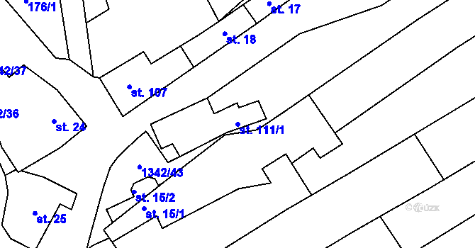 Parcela st. 111/1 v KÚ Přečkovice, Katastrální mapa