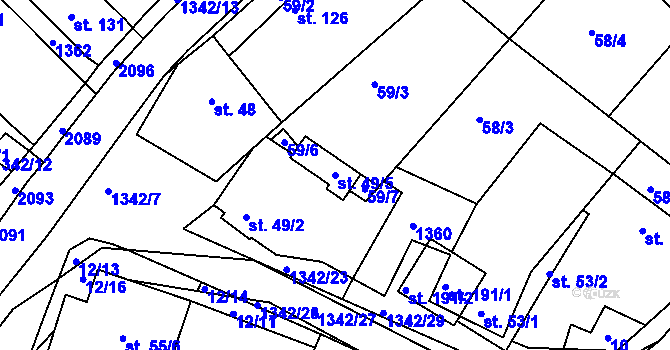 Parcela st. 49/5 v KÚ Přečkovice, Katastrální mapa