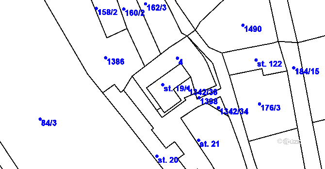 Parcela st. 19/1 v KÚ Přečkovice, Katastrální mapa