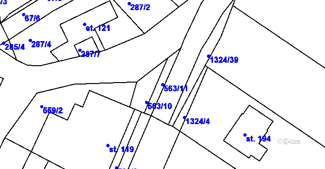 Parcela st. 563/11 v KÚ Přečkovice, Katastrální mapa