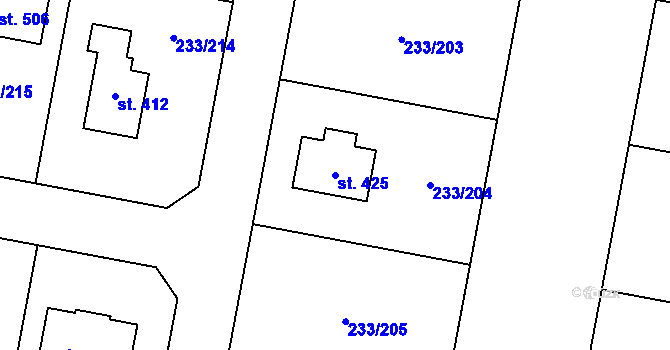 Parcela st. 425 v KÚ Předboj, Katastrální mapa