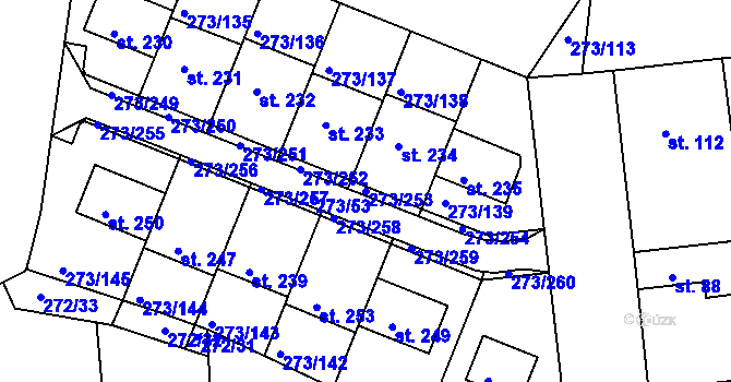 Parcela st. 273/253 v KÚ Předboj, Katastrální mapa