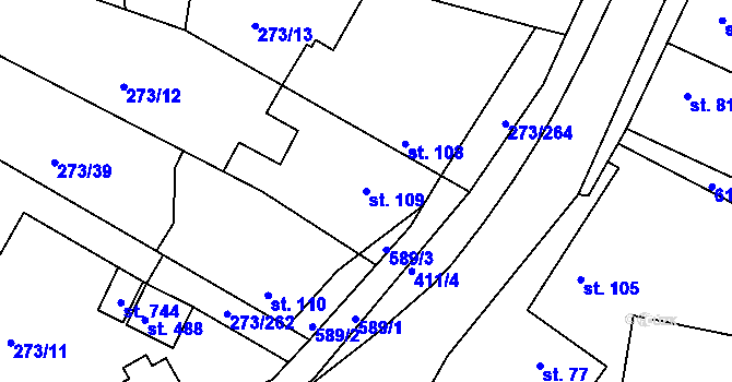 Parcela st. 109 v KÚ Předboj, Katastrální mapa