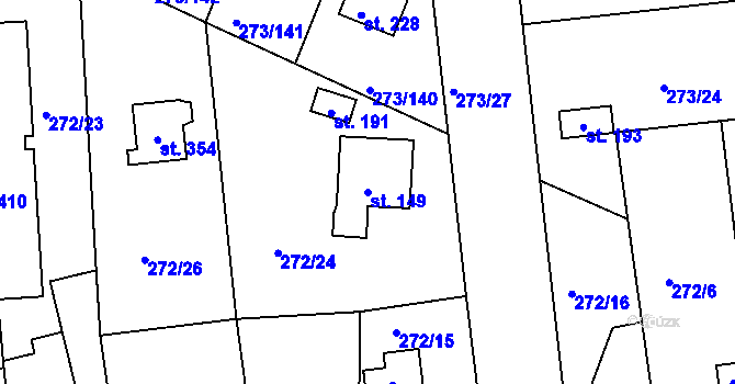 Parcela st. 149 v KÚ Předboj, Katastrální mapa