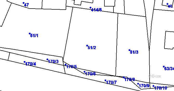 Parcela st. 51/2 v KÚ Předboj, Katastrální mapa