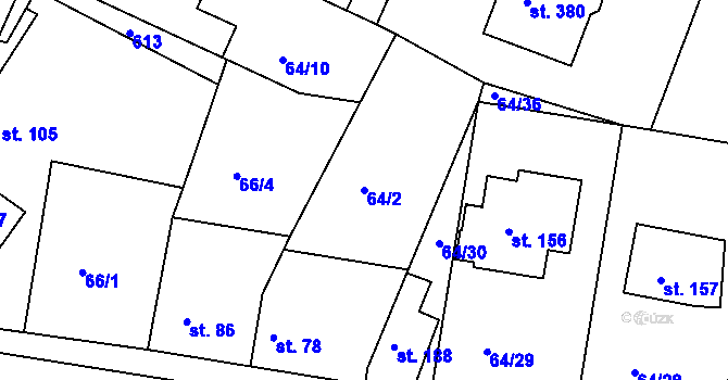 Parcela st. 64/2 v KÚ Předboj, Katastrální mapa
