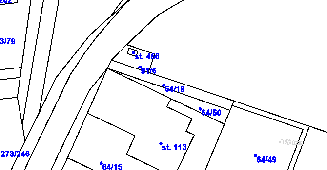 Parcela st. 64/19 v KÚ Předboj, Katastrální mapa