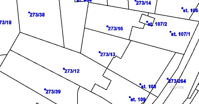 Parcela st. 273/13 v KÚ Předboj, Katastrální mapa