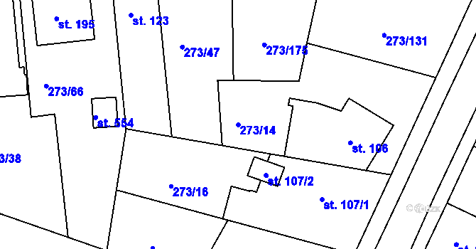 Parcela st. 273/14 v KÚ Předboj, Katastrální mapa
