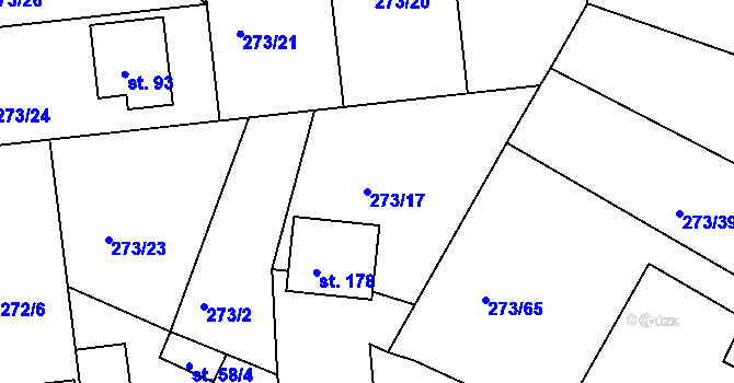 Parcela st. 273/17 v KÚ Předboj, Katastrální mapa