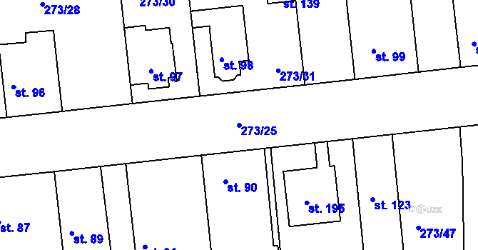 Parcela st. 273/25 v KÚ Předboj, Katastrální mapa