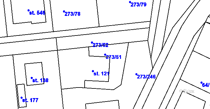 Parcela st. 273/51 v KÚ Předboj, Katastrální mapa