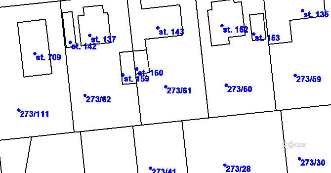 Parcela st. 273/61 v KÚ Předboj, Katastrální mapa