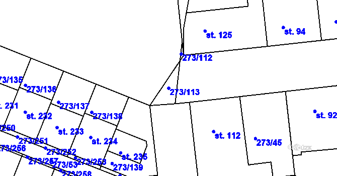 Parcela st. 273/113 v KÚ Předboj, Katastrální mapa