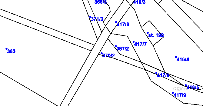 Parcela st. 370/2 v KÚ Předboj, Katastrální mapa