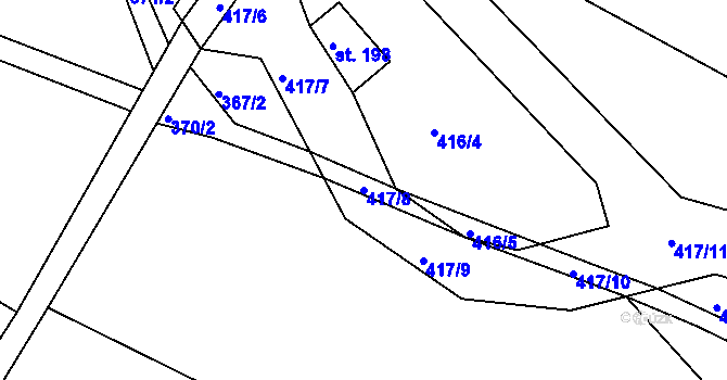 Parcela st. 417/8 v KÚ Předboj, Katastrální mapa