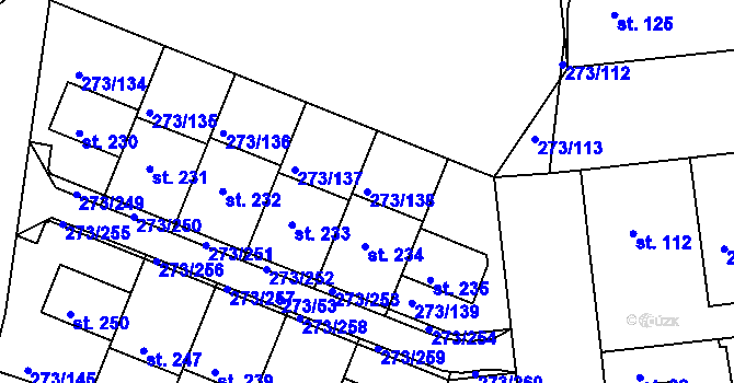 Parcela st. 273/138 v KÚ Předboj, Katastrální mapa