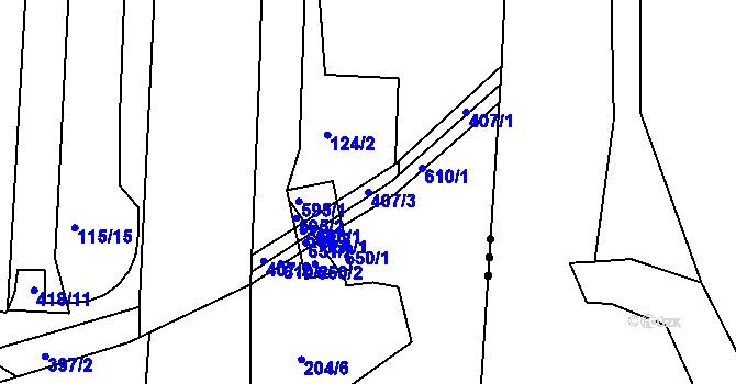 Parcela st. 407/3 v KÚ Předboj, Katastrální mapa
