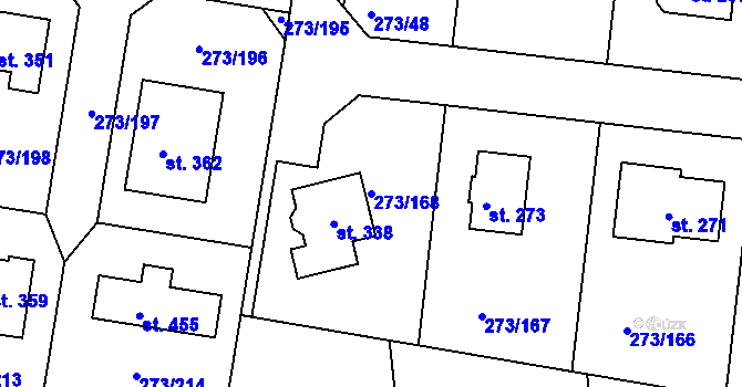 Parcela st. 273/168 v KÚ Předboj, Katastrální mapa