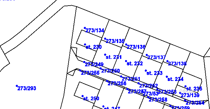 Parcela st. 231 v KÚ Předboj, Katastrální mapa