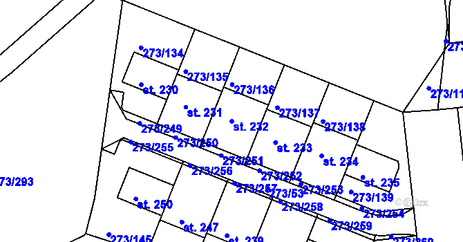 Parcela st. 232 v KÚ Předboj, Katastrální mapa