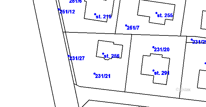 Parcela st. 256 v KÚ Předboj, Katastrální mapa