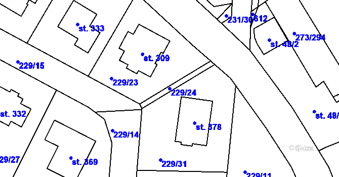 Parcela st. 229/24 v KÚ Předboj, Katastrální mapa