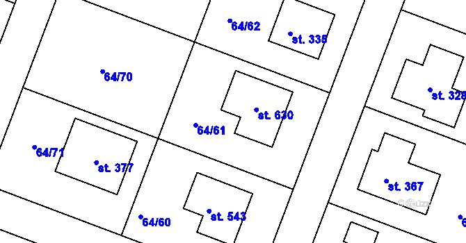 Parcela st. 64/61 v KÚ Předboj, Katastrální mapa