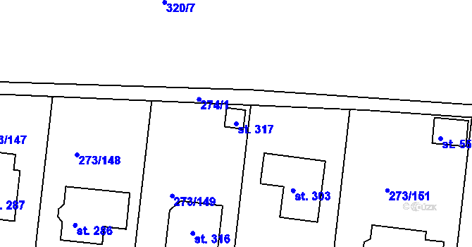 Parcela st. 317 v KÚ Předboj, Katastrální mapa