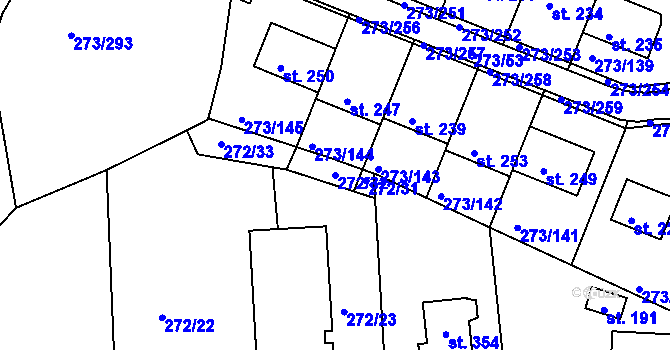 Parcela st. 272/32 v KÚ Předboj, Katastrální mapa